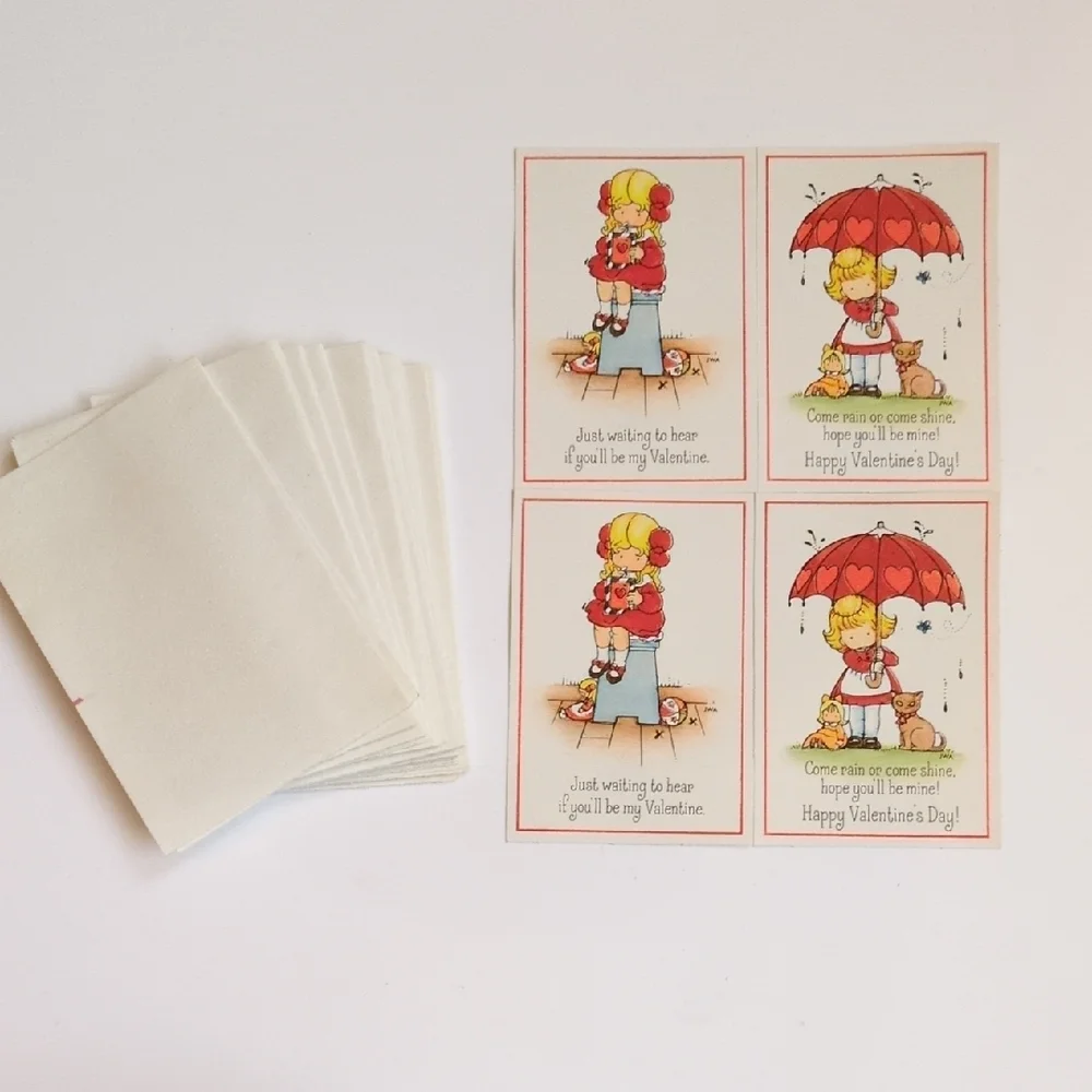 NIP Vtg 1968 Hallmark Joan Walsh Anglund Classroom Valentine Cards - Cat Hearts‎
